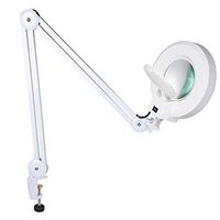 Led Lighted Magnifying Glass - FEITA 5X Diopter Magnifier Clamp Lamp with Adjustable Arm Illuminated Lens Magnified Light for Desk, Reading, Jewelers, Craft, Beauty, Soldering, Repair iPhone
