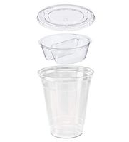 25 count 3-piece 12 oz Grab n' Go Parfait/Snack Cup, Includes 2-Compartment Insert and Flat Lid w/Signature Party Picks