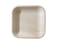 7 Inch Party Pack of 75 Eco-Friendly Dinnerware Set - 25 Disposable 7" Square Palm Leaf Plates, 25 Wood Forks, 25 Wood Knives