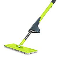 Guay Clean Microfiber Flat Mop - Hands-Free Self-Wringing - Dry and Wet Cleaning - Telescopic Stainless Steel 180 Degrees - for Home Kitchen Office and All Floor Surfaces with Handle - Green