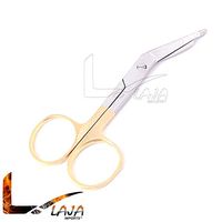 LAJA Imports Premium O.r Grade Gold Handle Supercut Lister Bandage Scissors 3.5" with One Serrated Blade