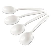 GEN MWSSIW Medium-Weight Cutlery, Soup Spoon, White, 6 1/4-Inch, Plastic, Wrapped, 1000 Carton