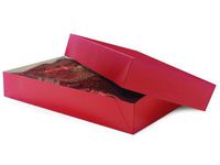 Pack of 25, Solid Red Gloss Apparel Gift Boxes 24 x 14 x 4" 100% Recycled Gloss Tint - 2 Pc Box for Easy Storage of Gifts, Apparel