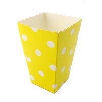 IPALMAY Mini Paper Popcorn Boxes 36 Packs - Birthday Favor Box - Buffet Boxes - Sweet Boxes, Family Movie Night Boxes, Yellow and White Polka Dot