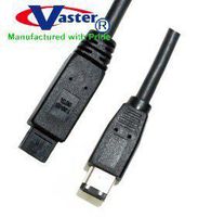 Fiwire Cable, 1394b 800 to 400 Mbps Firewire Bilinggual Cable (9 Pin to 6 Pin) 6 Ft