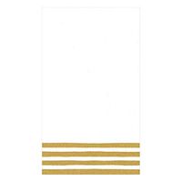 Caspari Border Stripe Paper Linen Guest Towel Napkins in Gold & White, Two Packs of 12