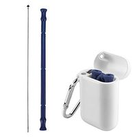 Sangabery Collapsible Silicone Resuable Straws - Foldable Food-Grade Silicone Drinking Straw with Carrying Case and Cleaning Brush, BPA Free - 1 Pack (Blue)