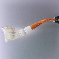 Crowned King Zeus Slight Bend Meerschaum Half Churchwarden Pipe