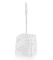 American Dreams Home Goods Knit Design Toilet Brush Holder Caddy and Toilet Brush Bathroom Decor (White)