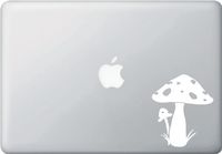 Magic Mushrooms - Macbook or Laptop Vinyl Decal (3.5"w x 4.25"h) (White)
