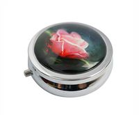 Hiutong Subtle Beauty Custom Round Silver Glass Pill Case Metal Decoration Box Unique Gift