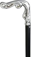 Chrome Plated Vine Fritz Walking Cane with Black Beechwood Wood Shaft