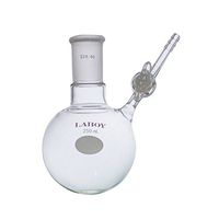 Laboy HMF050308 Glass 250 mL Air Free Reaction Schlenk Flask with Glass Stopcock and 24/40 Joint Round Bottom Shape