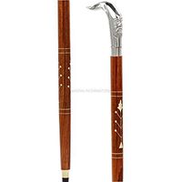 Premium Chromed Deluxe Walking Sticks | Rosewood Crafted Walking Cane with Solid Brass Chrome Decorative Bars | Walking Canes & Crutches | Nagina International (Balvin, 36 Inches)