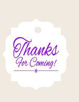 Thank You for Coming Printed Gift Tags 2 x2" - 24pack (White/Purple)