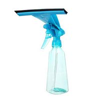 Fun1980s 2 in 1 Spray Bottle with Scraper Wiper Glass Cleaner Home Window Mirror Cleaning Tool Empty Glass Spray Bottles Cleaning Products for Kitchen Bath (Blue)