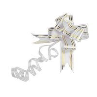 SUPVOX 20PCS Golden Side Design Pull Bows Gift Knot Ribbons String Bows for Wedding Gift Wrapping Car Decoration (White)