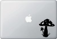 Magic Mushrooms - Macbook or Laptop Vinyl Decal (3.5"w x 4.25"h) (Black)