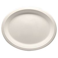 Durable Eco-Friendly 12.5" x 10" Bagasse Plates(Oval) - Pack of 100 White Plates. Microwave Safe, Compostable, Made from Sugercane Fibers (100 Count)