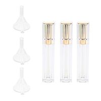 3pcs 8ml Empty Lip Gloss Balm Tube Bottles Jar with Funnel Perfume Separator for Lip Gloss Balm, Perfume, Toner and Other Makeup Liquid - Gold