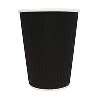 12 oz Colorful Paper Milkshake Cups - Premium Disposable Black Ripple Cold Drink Cups - Frozen Dessert Supplies - 500 Count