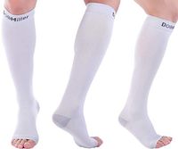 Doc Miller Open Toe Compression Socks 1 Pair 30-40mmHg Edema (Gray, L)