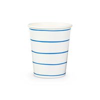 Daydream Society Frenchie Striped Paper Party Cups, Pack of 8, Cobalt Blue
