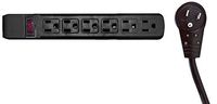 6 Outlet Surge Protector 15A 120V with Flat Rotating Plug 4ft Power cord 3 Prong 6 Outlet Power Strip with 4 Feet Power Cable and 360 Degree Rotating Plug, Black CNE471209