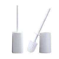KMAKII Toilet Brush and Holder Length Handle Plastic Toilet Bowl Brush Set -Ergonomic,Sturdy,Deep Cleaning,Durable Bristles for Bathroom Toilet(White and Gray 2 Pack)