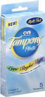 CVS Unscented Plastic Tampons Multi-Pack, (2 Super, 2 Regular, 1 Light), 5 ct