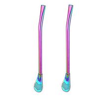 Hot Sale! Hongxin Eco-Friendly Stainless Steel Drinking Straw Spoon Yerba Mate Straw Colorful Filter Straw Multi-Purpose Pipette Spoon Creative Gift (Multicolor)