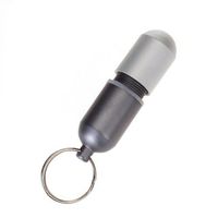 Pocket-Sized Waterproof Aluminum Pill Fob Box Case Drug Holder Container with Key Chain for Medicine First-Aid,Seal Bottle Match Case - Gray