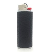 Lucklybestseller Metal Black Leather Lighter Case Cover Holder for BIC Full Size Lighter Type J6