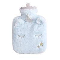 STOBOK Rubber Hot Water Bag with Plush Cover Reuesable Winter Warm Water Bag Faux Fur Bowknot Hand Warmer for Girls Boys Kids 500ml (Blue)