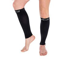 Calf Compression Sleeve - Graduated Compression Socks for Shin Splint, Recovery, Varicose Veins, Maternity, for Men & Women (Large-X Large) Calf Size 18"-20" Black