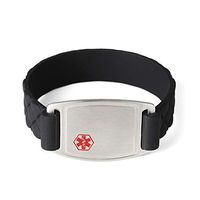 Custom Medical Alert ID Bracelet - Personalized Stainless Steel Alert Tag - Black Silicone Sports Emergency Bracelets for Men and Women