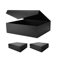 PACKHOME 17x14.5x5.5 Inches, 3 Extra Large Gift Boxes with Lids, Gift Boxes for Clothes and Large Gifts (Matte Black with Grid Pattern)