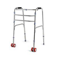 Medical Walker, Elderly Collapsible Walker Stainless Steel Disabled Walker with Wheeledr, Suitable for People with Disabilities and People with Action Disabilities,B
