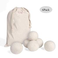 Wool Dryer Balls, Reusable Natural Fabric Softener，Reduces Clothing Wrinkles and Saves Drying Time，White (6)