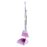Broom and Dustpan Upright Natural Rubber Extra Long Handle Broom and Dustpan Soft Brush Magic Non-Stick Hair Broom Set Used for Lobby Floor Toilet Garden (Color : Purple)