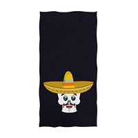 ThinkingPower Mexican Day of The Dead Skull in Sombrero Print Soft Highly Absorbent Large Decorative Hand Towels Multipurpose for Bathroom, Hotel, Gym and Spa, 13.7x27.5 Inches Black
