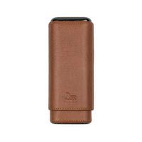 Lxc Smoking Set/Portable 3 Stick humidor Travel Bag Imported Cedar Wood Leather case with Cigar Scissors Men's Gift Box Cigarette case Black/Brown Mute (Color : Brown)