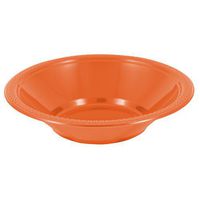 JAM PAPER Disposable Plastic Bowls - Small - 12 oz (7 Inch Diameter) - Orange - 20/pack