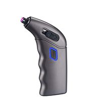 LINGAN Dual Arc Plasma Pulse Lighter Electric Double Arc Lighter USB Rechargeable Candle Lighter Windproof Flameless Touch Switch Fashion Torch Gun Metal Lighter for Cigarette Cigar Pipe (Gray)