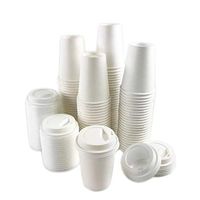 Black Cat Avenue 100 Sets 8 oz Disposable Hot White Paper Cups with Lids For Hot Drinks Coffee Cocoa Chocolate Latte Cappuccino