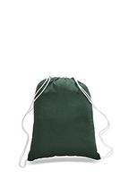 Pack of 2 - Eco-Friendly Reusable Drawstring Bag Economical 6 oz. Cotton Canvas Drawstring Bag Cinch bags size 14"W x 18"H in Forest Green Color - CarryGreen Bag