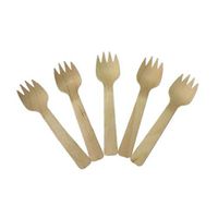 MOONQING 100Pcs Disposable Eco-Friendly Mini Wooden Spork Cake Fork Spoon Knife,Spoon,Size 1