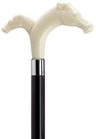 Unisex Double Horse Heads Derby Maple Cane,Ivory Handle  -Affordable Gift! Item #HAR-9140738