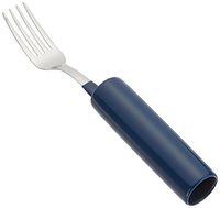 Sammons Preston Built-Up Handle 8 3/8" Fork, Steel Cylinder Grip Coated in Blue Plastic is 4" Long with 1" Diameter, Lightweight Adaptive Utensil Aids in Grasping, Independent Dining & Self-Feeding