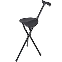 Crutch Foldable Triangular Cane Stool,Seat Capacity Thick Aluminum Alloy Stool Chair 3 Legs Walking Stick Tall Unisex for Old and Frail, Physically Disabled